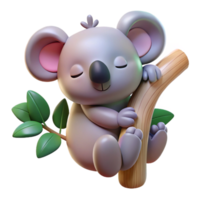 extraordinary abstract A sleepy koala clinging to a eucalyptus tree branch, portrayed in a cuddly, cartoon style with pastel colors premium png