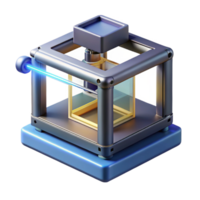 extraordinary modern A 3D printer creating a complex, geometric object layer by layer, illuminated by a focused laser beam, rendered in a technical, manufacturing style authentic png
