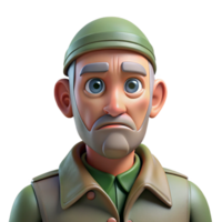 wonderful modern A grizzled veteran, face etched with the horrors of war, stares defiantly into the distance. Desaturated colors, gritty realism style genuine png