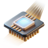 vibrant modern A levitating microchip intricately etched with circuitry, illuminated by a focused beam of white light, rendered in a technical, detailed style professional png