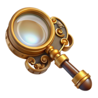 beautiful modern A steampunk monocle with a magnifying glass and intricate filigree design, reflecting a bright light, in a product photography style 4K png