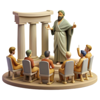extraordinary vintage An ancient Greek philosopher lecturing to his students in an open-air amphitheater, bathed in the warm sunlight. Classical, realistic style genuine png