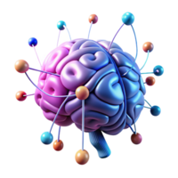 wonderful classic A human brain connected to a complex network of wires and circuits, floating in a digital space. Electric, vibrant lighting. Biopunk style premium png