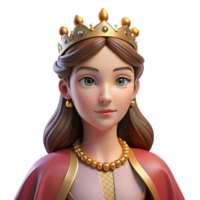 extraordinary creative Portrait of a regal queen with a crown and flowing gown, lit by the soft light of a palace window, in a Renaissance painting style original png