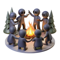 extraordinary abstract A group of shadowy figures chanting around a bonfire in a dark forest. Firelight casting flickering shadows. Cult horror, folk horror style high resolution png