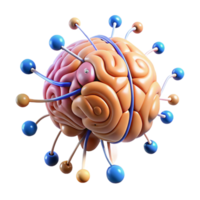 elegant classic A human brain connected to a complex network of wires and circuits, floating in a digital space. Electric, vibrant lighting. Biopunk style genuine png