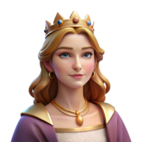 serene traditional Portrait of a regal queen with a crown and flowing gown, lit by the soft light of a palace window, in a Renaissance painting style detailed png