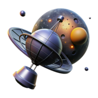 elegant minimalist A solitary space probe, silhouetted against the backdrop of a binary star system. Sci-fi, cinematic lighting authentic png