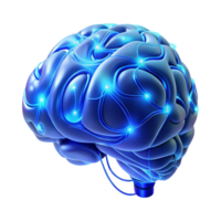 extraordinary traditional A holographic projection of a human brain, intricately detailed with neural pathways illuminated by electric blue light, rendered in a futuristic, minimalist style authentic png