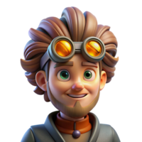 wonderful abstract Portrait of a quirky inventor with goggles and wild hair, illuminated by the glow of a contraption, in a steampunk style exclusive png