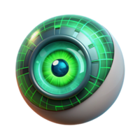 beautiful rustic A human eye overlaid with a digital HUD interface, glowing with a vibrant green light, rendered in a sci-fi, cinematic style authentic png