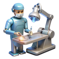 beautiful creative A robotic surgeon performing a delicate procedure with laser tools, illuminated by a focused, surgical light, rendered in a hyperrealistic, medical illustration style authentic png