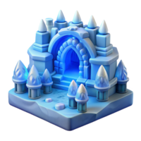 wonderful creative Ice hotel, carved from ice blocks, intricate sculptures, blue and white color palette, magical atmosphere, digital art 4K png