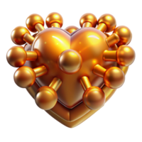beautiful rustic A group of nanobots forming the shape of a human heart, glowing with a warm, golden light, in a medical illustration style premium png
