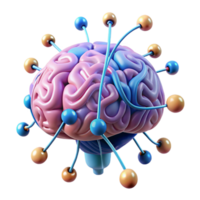 impressive traditional A human brain connected to a complex network of wires and circuits, floating in a digital space. Electric, vibrant lighting. Biopunk style original png