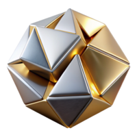 stunning abstract Fractured geometric shapes, rendered in chrome and brushed gold, with sharp, contrasting shadows, art deco style high resolution png