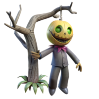 impressive abstract A decaying scarecrow with a stitched-on smile hanging from a gnarled tree in a desolate field. Harsh midday sun casting stark shadows. Rural horror, folk horror style exclusive png