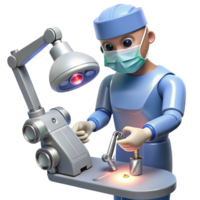 serene artistic A robotic surgeon performing a delicate procedure with laser tools, illuminated by a focused, surgical light, rendered in a hyperrealistic, medical illustration style original png