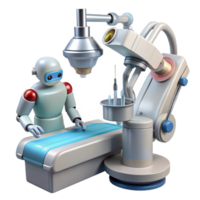 stunning rustic A medical robot performing a delicate surgery with precision instruments, bathed in the sterile, white light of an operating room. Photorealistic style authentic png