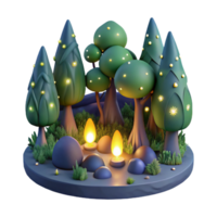 serene minimalist A group of fireflies illuminating a dark forest at night. Magical realism style 4K png