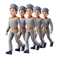serene artistic A group of people wearing identical uniforms, marching in perfect synchronization, oppressive and dehumanizing, cold grey lighting detailed png
