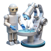 vibrant minimalist A medical robot performing a delicate surgery with precision instruments, bathed in the sterile, white light of an operating room. Photorealistic style high quality png