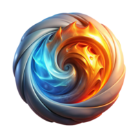 elegant artistic A dynamic, swirling vortex of fire and ice, illuminated by a contrasting warm and cool light, in a fantasy art style high quality png