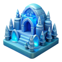 extraordinary contemporary Ice hotel, carved from ice blocks, intricate sculptures, blue and white color palette, magical atmosphere, digital art exclusive png