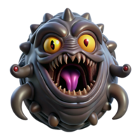 vibrant modern A monstrous, multi-eyed creature with glistening black chitinous skin, emerging from a pulsating fleshy portal. Biomechanical, dark, ominous lighting authentic png
