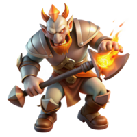 dramatic traditional A fierce warrior wielding a battle-axe, charging into battle, illuminated by the harsh light of a burning village, in a dark fantasy style original png