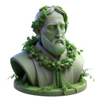 beautiful traditional A decaying statue of a forgotten leader, overgrown with vines, symbolic of lost glory, soft green lighting high resolution png