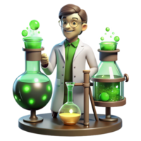 magnificent modern A scientist in a Victorian laboratory, surrounded by bubbling beakers and strange contraptions, lit by the eerie green glow of a Bunsen burner. Steampunk, detailed style 4K png