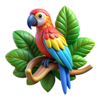 wonderful contemporary A colorful macaw perched on a rainforest vine, rendered in a vibrant, illustrative style with intricate patterns professional png