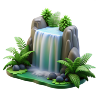 beautiful vintage A cascading waterfall surrounded by lush green ferns, soft diffused lighting, photorealistic style 4K png