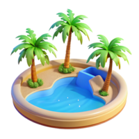 impressive abstract A desert oasis with palm trees and a clear blue pool, vibrant and refreshing, photorealistic style high resolution png