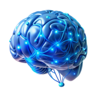 wonderful traditional A holographic projection of a human brain, intricately detailed with neural pathways illuminated by electric blue light, rendered in a futuristic, minimalist style authentic png