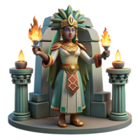 wonderful creative A Mayan priestess adorned with jade jewelry, conducting a ritual by a flickering torchlight within a crumbling temple, hyperrealistic style, dramatic lighting, professional png