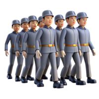 extraordinary traditional A group of people wearing identical uniforms, marching in perfect synchronization, oppressive and dehumanizing, cold grey lighting authentic png