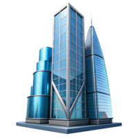 beautiful artistic Modern glass skyscraper reflecting the city skyline, sharp lines and angles, vibrant midday light, architectural photography style authentic png