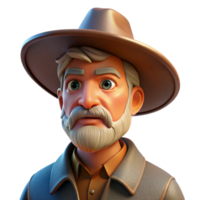 beautiful traditional Portrait of a grizzled cowboy with a weathered face and a Stetson hat, illuminated by the setting sun, in a Western art style high quality png