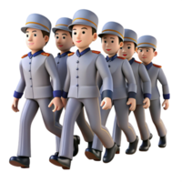 beautiful modern A group of people wearing identical uniforms, marching in perfect synchronization, oppressive and dehumanizing, cold grey lighting genuine png