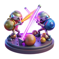 sbalorditivo rustico Due in guerra fazioni scontro nel un' gravità zero ambiente, laser incrociano il vuoto. vivace neon colori, grafico romanzo stile 4k png