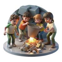 elegant modern A group of children scavenging for scraps in a bombed-out building, lit by a single shaft of light from a hole in the ceiling. Gritty and realistic style exclusive png