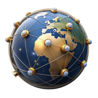 magnificent contemporary A network of satellites orbiting a stylized Earth, illuminated by the sun's rays and city lights, rendered in a realistic, space exploration style 4K png
