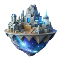 stunning abstract A crumbling, ancient alien city floating in the void, illuminated by the spectral light of a nearby supernova. Dark fantasy, detailed architecture exclusive png
