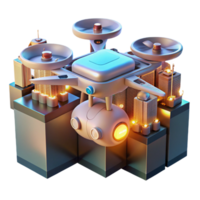 vibrant rustic A robotic delivery drone carrying a package through a bustling cityscape, illuminated by the city lights. Drone photography style exclusive png
