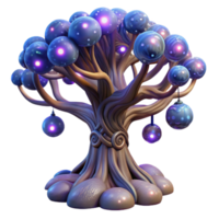 magnificent artistic A colossal, ancient tree with roots made of interwoven galaxies, its branches holding glowing orbs of memories, lit by moonlight, Fantasy Art style genuine png