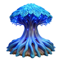 elegant vintage Intricate root system of a giant redwood tree, glowing with bioluminescent blue light, viewed from below, ethereal and otherworldly, art nouveau style, high contrast authentic png