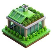 impressive modern Green roof architecture, covered in vegetation, urban farming, sustainable design, 3D render authentic png