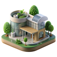 magnificent classic Sustainable architecture, eco-friendly materials and design, integration with nature, architectural rendering authentic png
